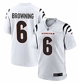 Men & Women & Youth Cincinnati Bengals #6 Jake Browning White Stitched Game Jersey,baseball caps,new era cap wholesale,wholesale hats